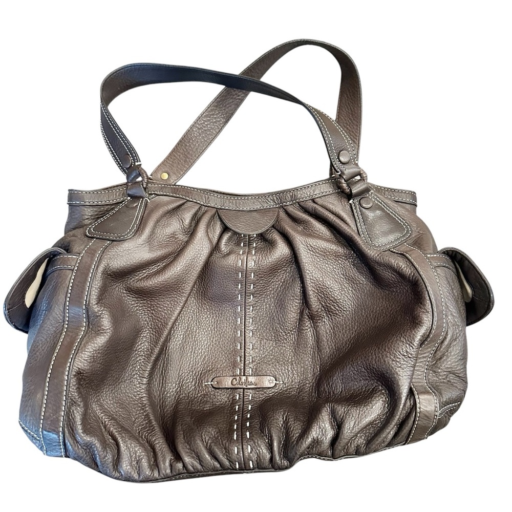 COLE HAAN Dark Brown Leather Hobo Shoulder Bag